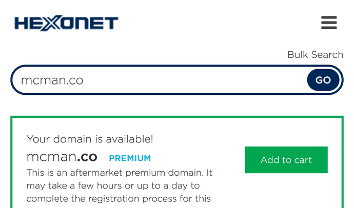 McMan.co is a Premium Domain @ hexonet
